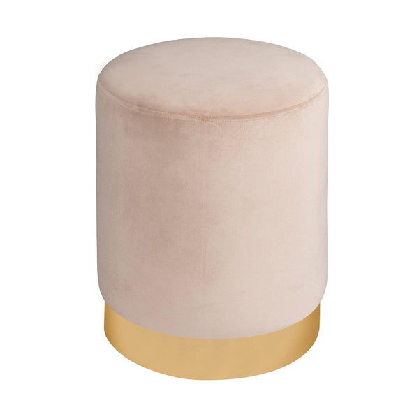 Pouf Ottoman - Plush Light Pink Velvet Pouffe with Bronze base in Dubai