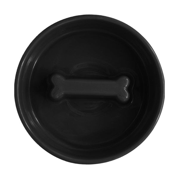 Bone Pet Slow Feeder Bowl in Black - Choke Preventing Ceramic Bowls for Cats & Dogs in Dubai