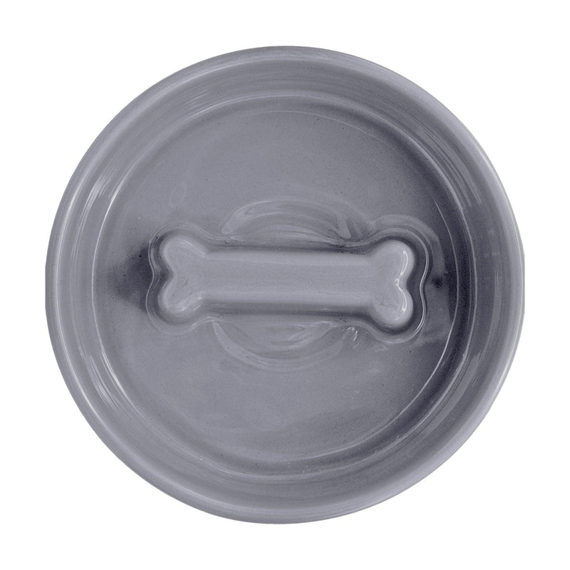 Bone Pet Slow Feeder Bowl in Grey - Choke Preventing Ceramic Bowls for Cats & Dogs in Dubai