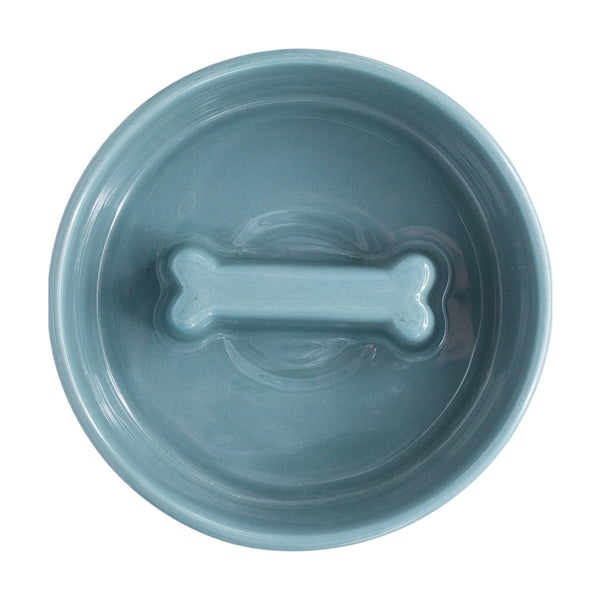 Bone Pet Slow Feeder Bowl in Pastel Blue - Choke Preventing Ceramic Bowls for Cats & Dogs in Dubai