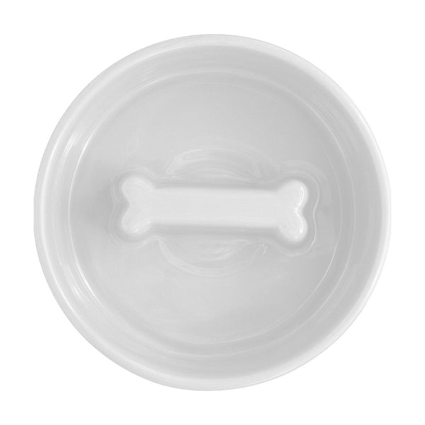 Bone Pet Slow Feeder Bowl in White - Choke Preventing Ceramic Bowls for Cats & Dogs in Dubai