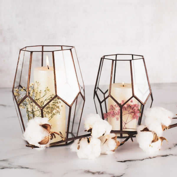 Candle Holder Terrarium, Geometric Glass Terrarium Flower Vase Dubai