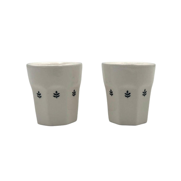 Black Foliage Ceramic Espresso Cup Set - Tabletop Accessories & Handmade Tableware Dubai