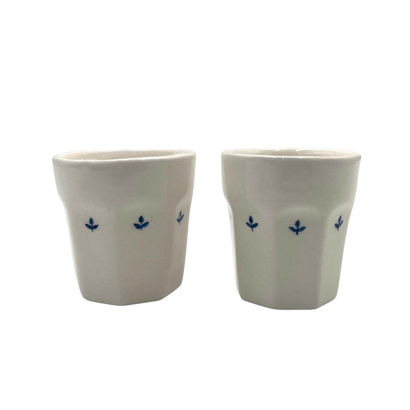 Blue Foliage Ceramic Espresso Cup Set - Tabletop Accessories & Handmade Tableware Dubai