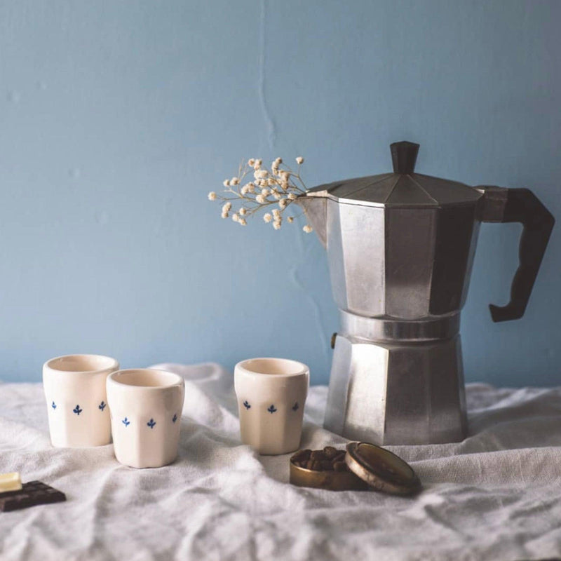 Blue Foliage Ceramic Espresso Cup Set - Tabletop Accessories & Handmade Tableware Dubai