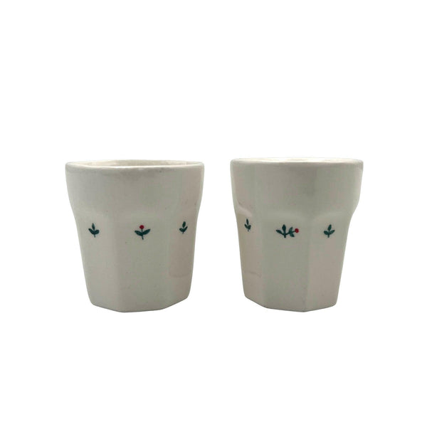 Green Foliage Ceramic Espresso Cup Set - Tabletop Accessories & Handmade Tableware Dubai