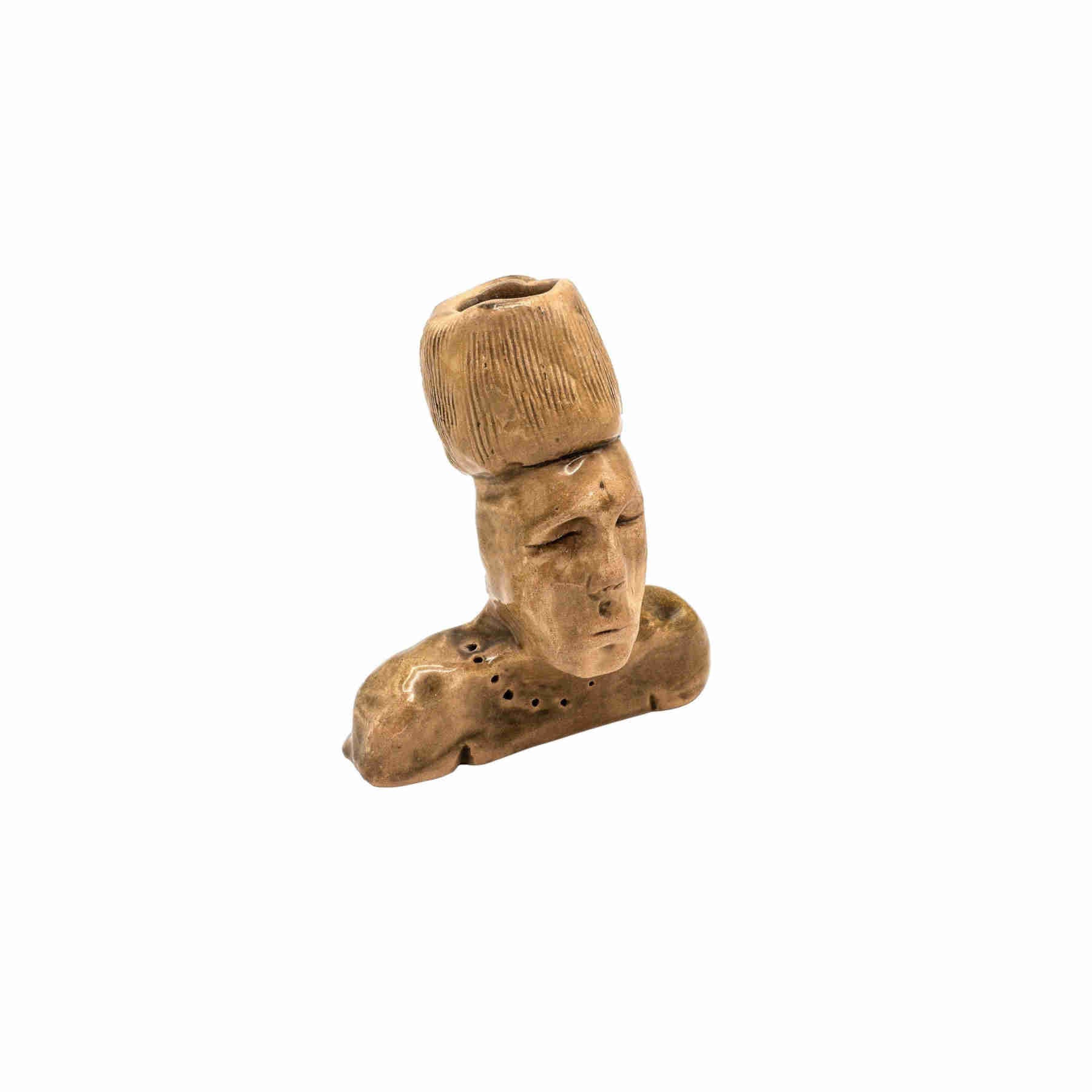 Sculptural Ceramic Incense Holder Beige