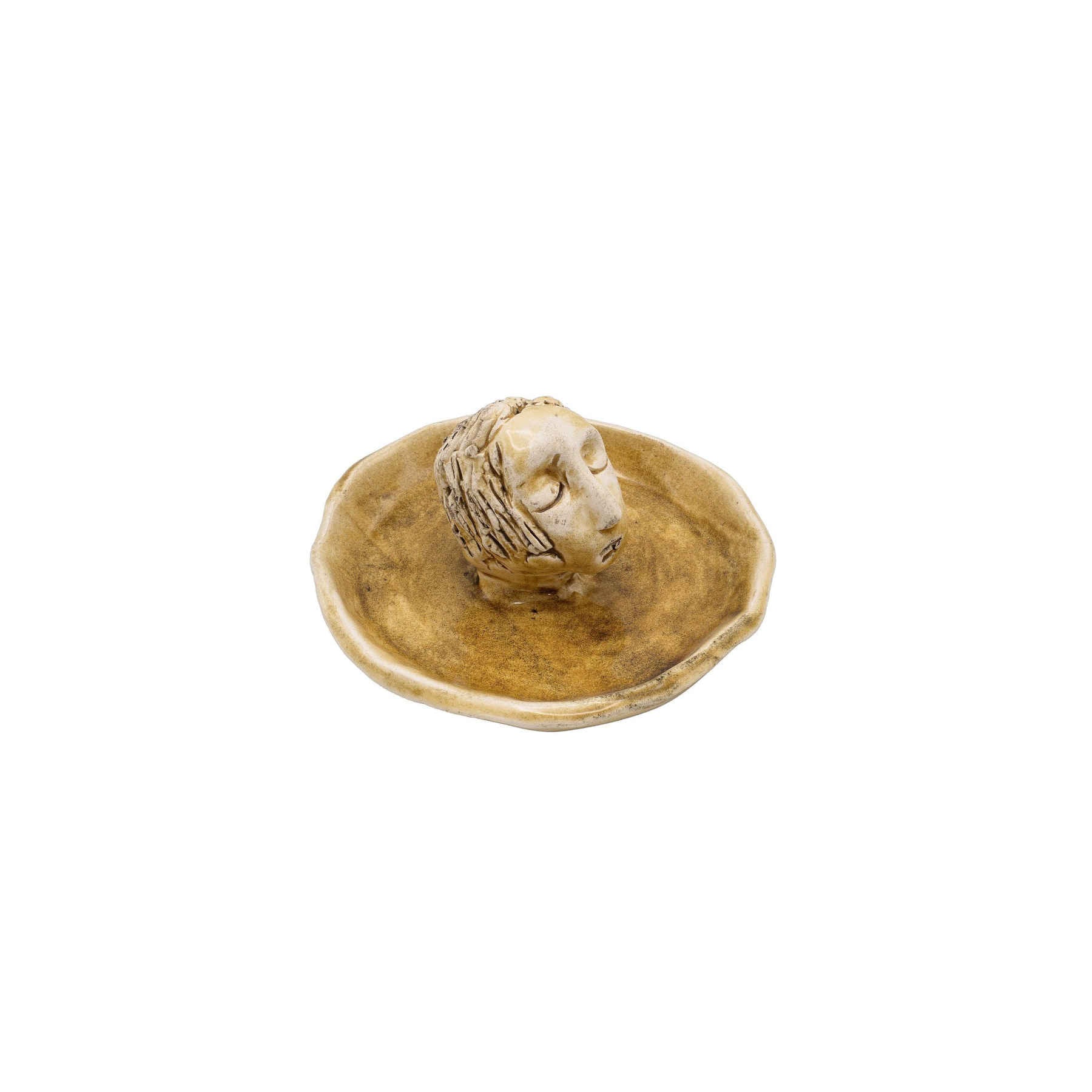 Sculptural Ceramic Incense Holder Beige