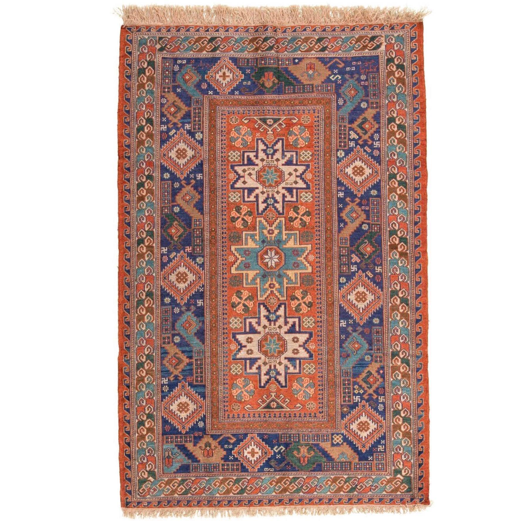 Chakad Sumak Heriz Persian Carpet Silk & Wool 93x149, Authentic Nomadic Rugs & Kilims in Dubai