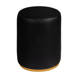 Chic Black Leather Pouf Ottoman with Bronze base in Dubai