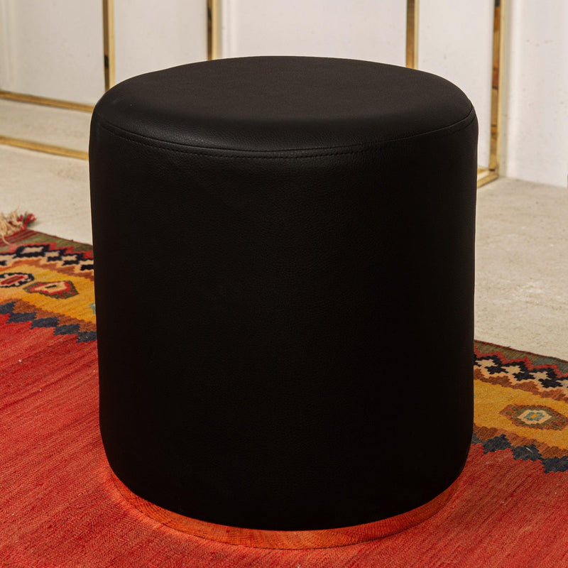 Black leather on sale pouf ottoman