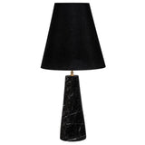 Marble Table Lamp, Nero Marquina Black Marble with Linen Shade in Dubai