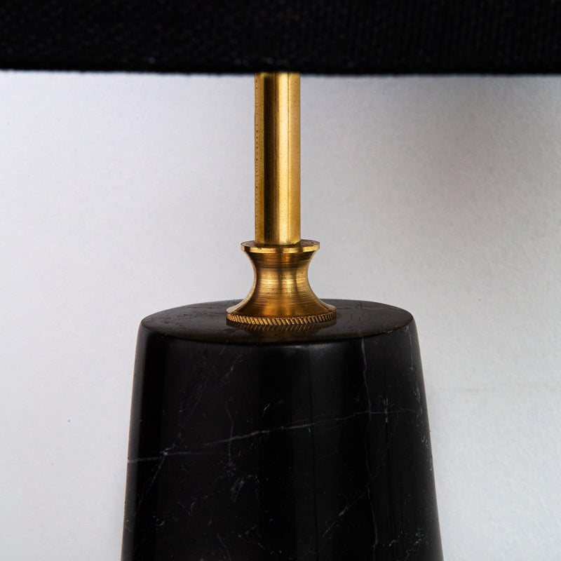 Marble Table Lamp, Nero Marquina Black Marble with Linen Shade in Dubai