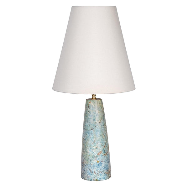 Marble Table Lamp Green Rainforest Natural Marble with Linen Shade in Dubai