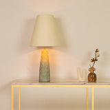 Marble Table Lamp Green Rainforest Natural Marble with Linen Shade in Dubai