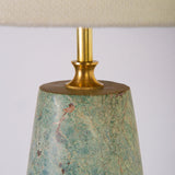 Marble Table Lamp Green Rainforest Natural Marble with Linen Shade in Dubai