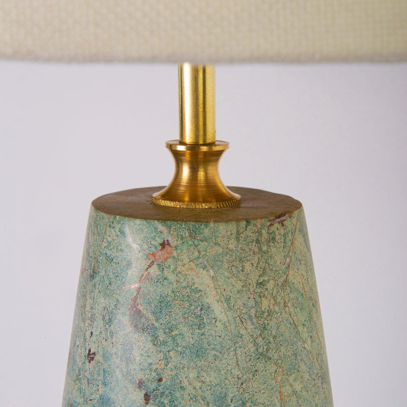 Marble Table Lamp Green Rainforest Natural Marble with Linen Shade in Dubai