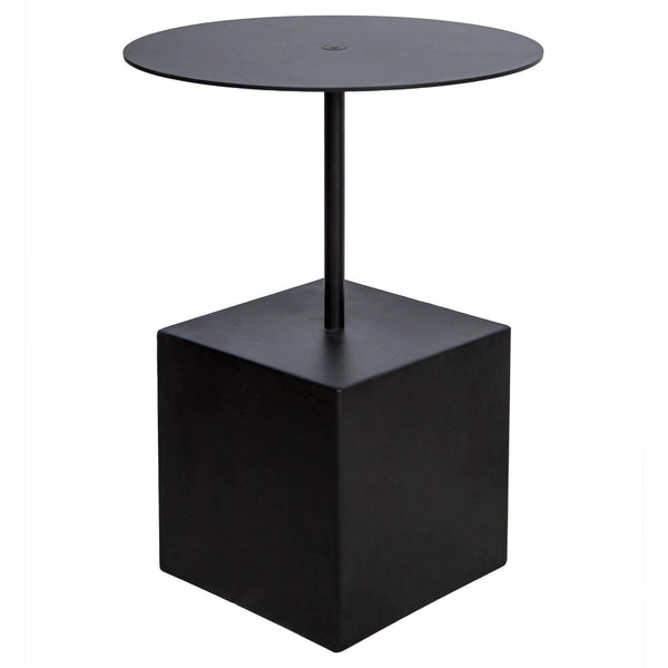 Black Metal Geometric Side Table with Cubic Base in Dubai