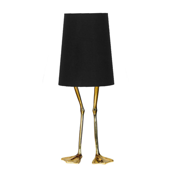 Bronze Table Lamp, Duck Feet Shaped Bronze Base with Linen Shade in Dubai