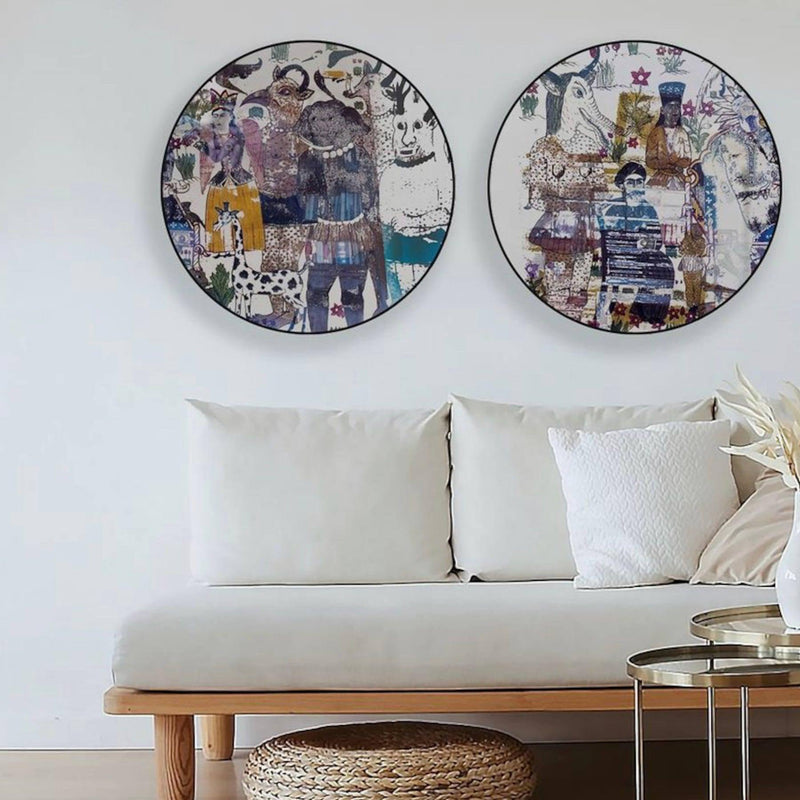 Fables Decorative Round Mirror - Wall Mounted Painted Mirrors in Metal Frame in Dubai