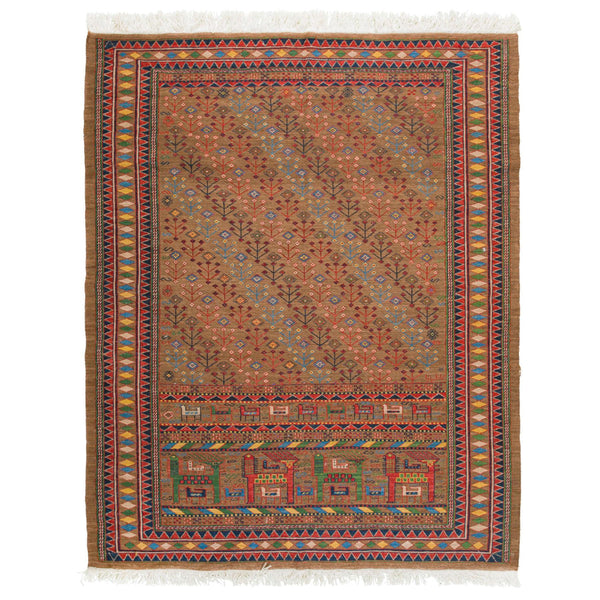 Elmira Heriz Soumak Persian Carpet Wool 151x184 - Authentic Nomadic Rugs & Kilims in Dubai