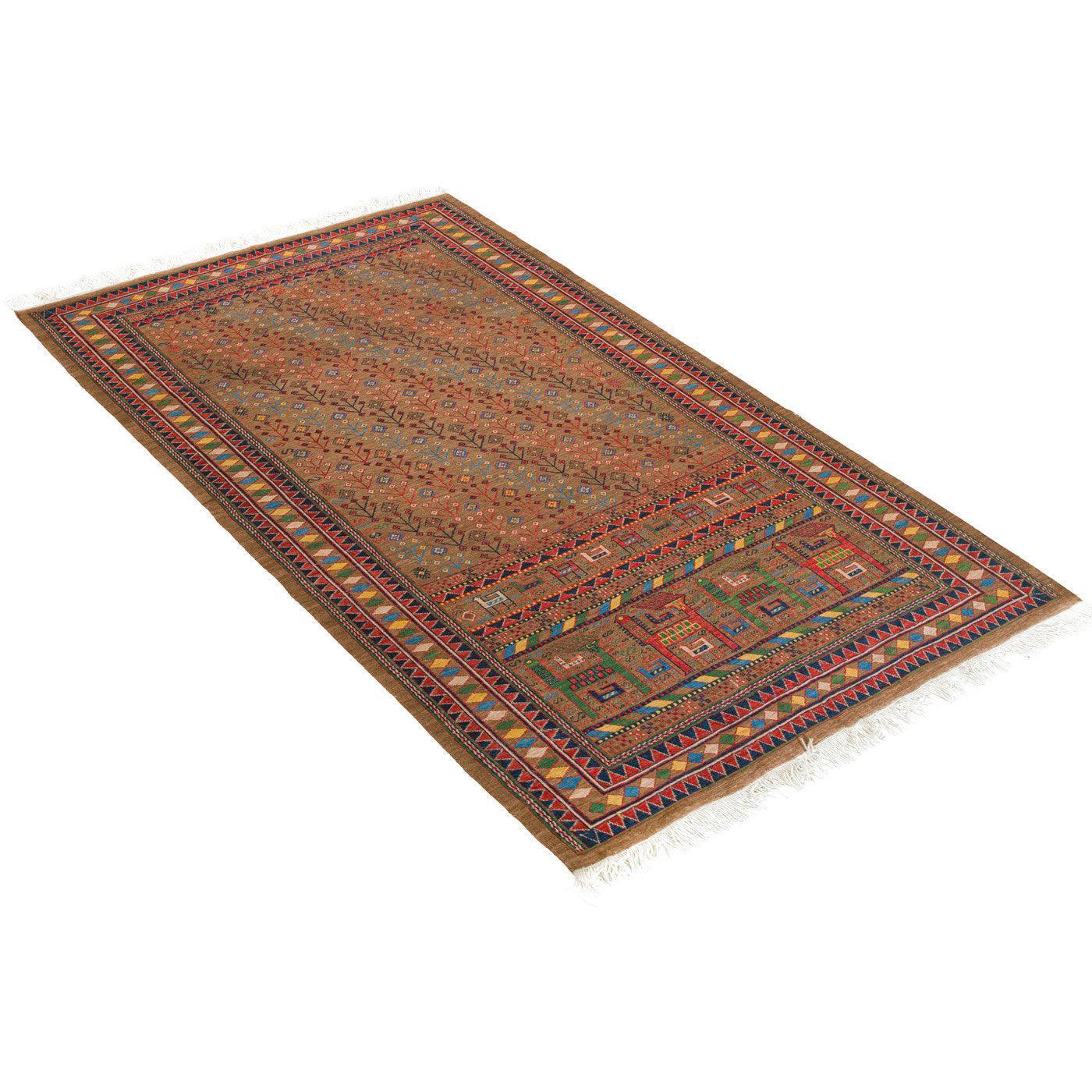 Elmira Heriz Soumak Persian Carpet Wool 151x184 - Authentic Nomadic Rugs & Kilims in Dubai