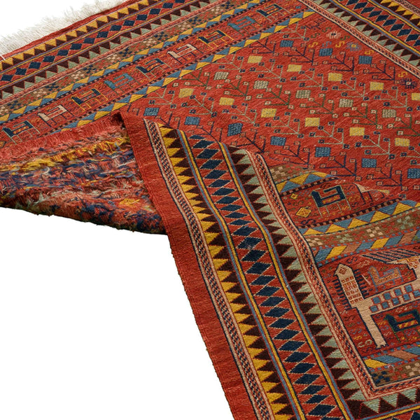 Elmira Soumak Persian Carpet Wool 155x195 Red - Authentic Nomadic Rugs & Kilims in Dubai
