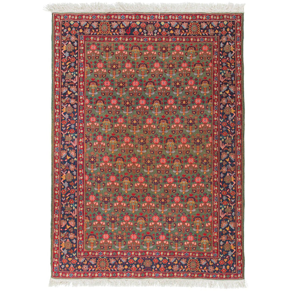Fariba Reversed Soumak Persian Carpet Wool 150x200 Green - Pearl Woven, Morvarid Baf Rugs in Dubai