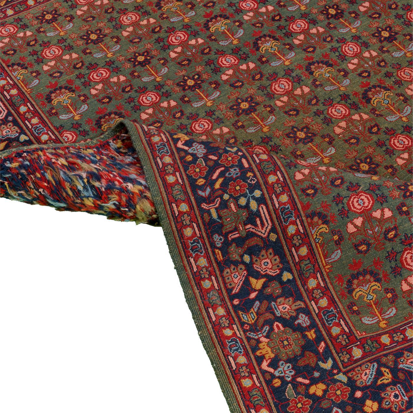 Fariba Reversed Soumak Persian Carpet Wool 150x200 Green - Pearl Woven, Morvarid Baf Rugs in Dubai