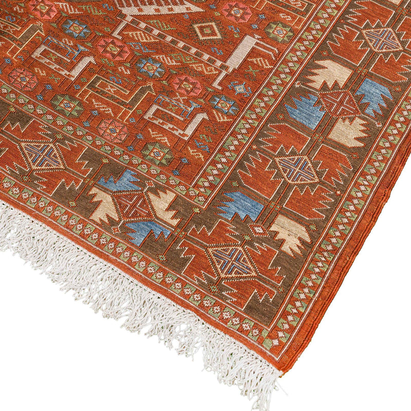 Faryad Soumak Carpet Super Fine Silk 70x123 Copper - Authentic Nomadic Rugs & Kilims in Dubai