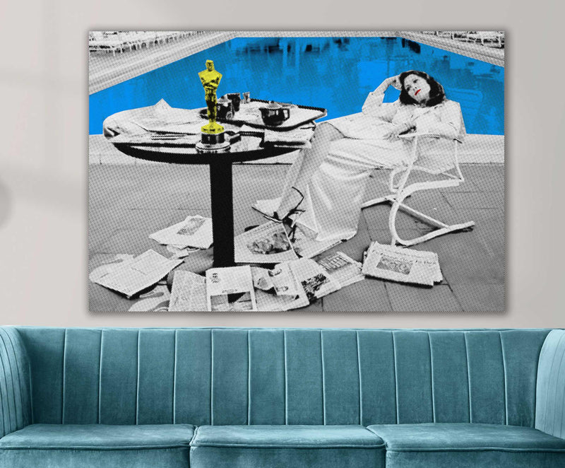 Faye Wray Poolside Hollywood Print on Canvas Artwork - Vintage Arabia Pop Art by Julian Castaldi in Dubai