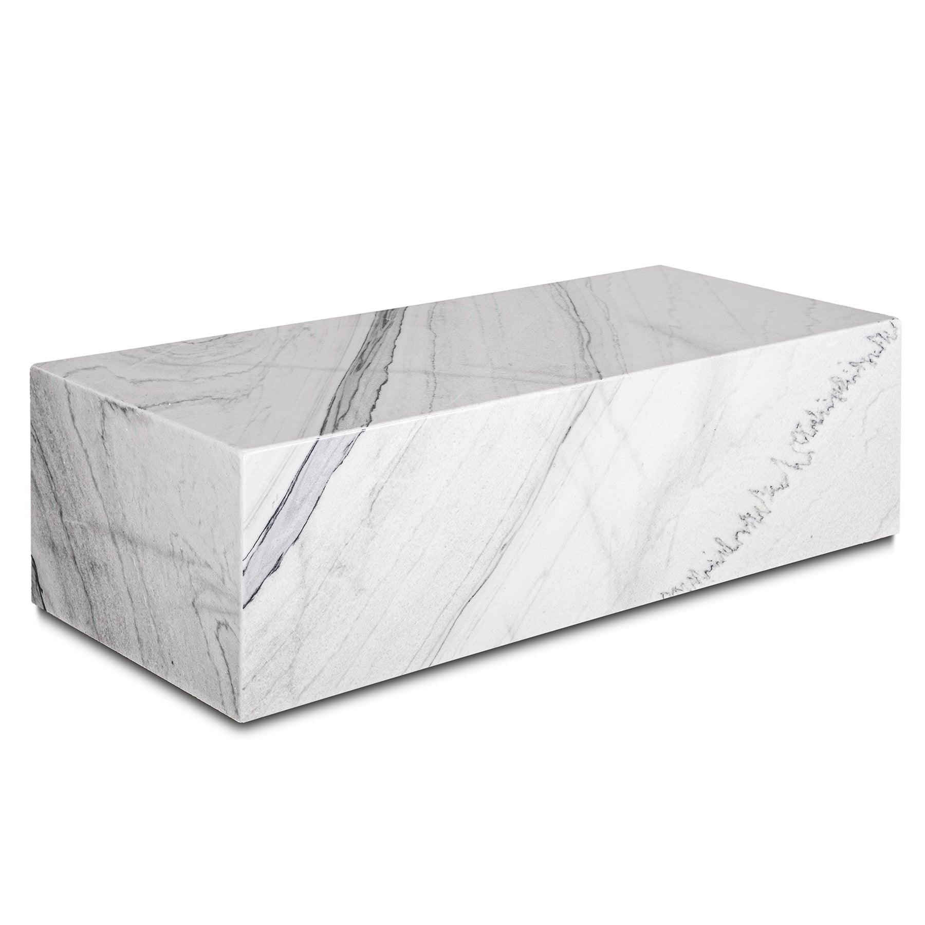 Volakas Plinth Marble Coffee Table - Designer Furniture & Decor