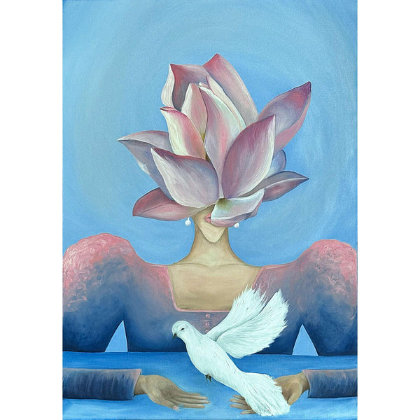 Flower Oil on Canvas Painting - Contemporary Visual Arts by Nastya Bers in Dubai 