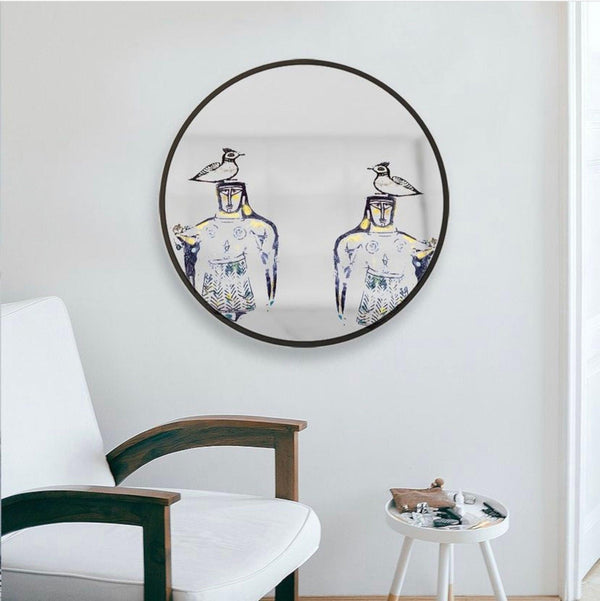 Gemini Decorative Round Mirror - Wall Mounted Painted Mirrors in Metal Frame in Dubai