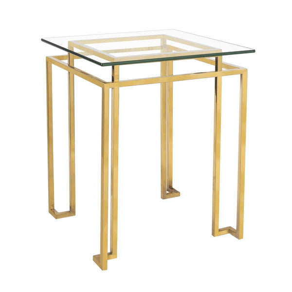 Glass Top Side Table with Solid Bronze Legs in Dubai