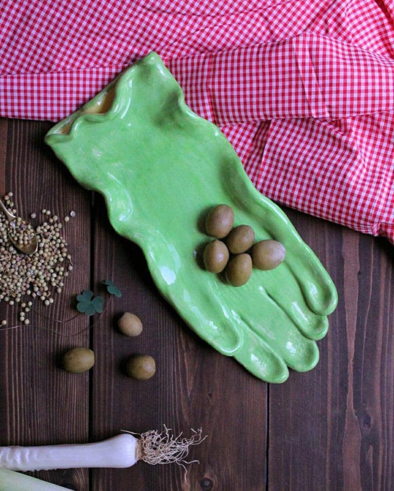 Green Glove Ceramic Side Plate - Tabletop Accessories & Handmade Pottery Tableware Dubai