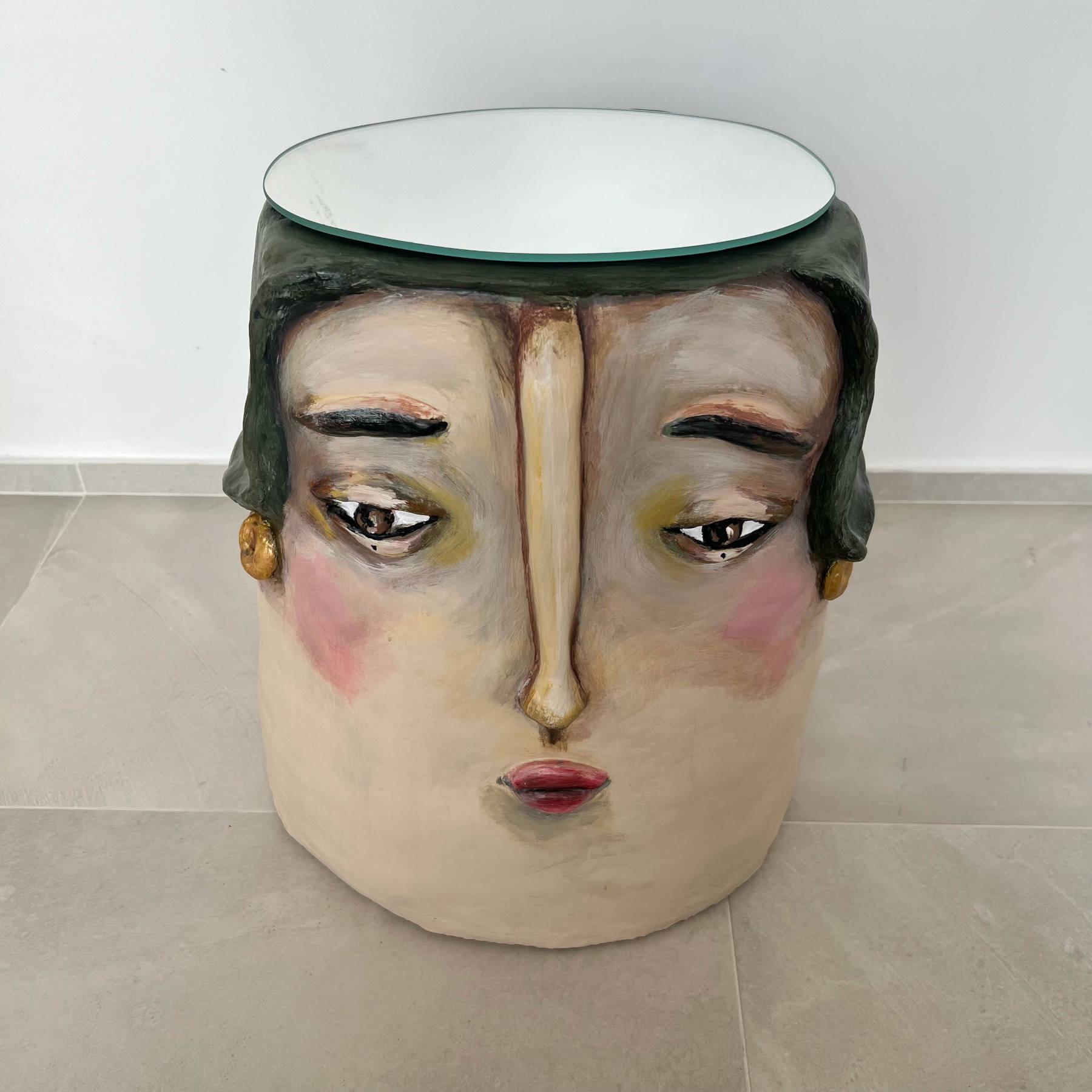 Goddess of Grace Side Table - Artistic Contemporary Paper Mache Accent Furniture in Dubai