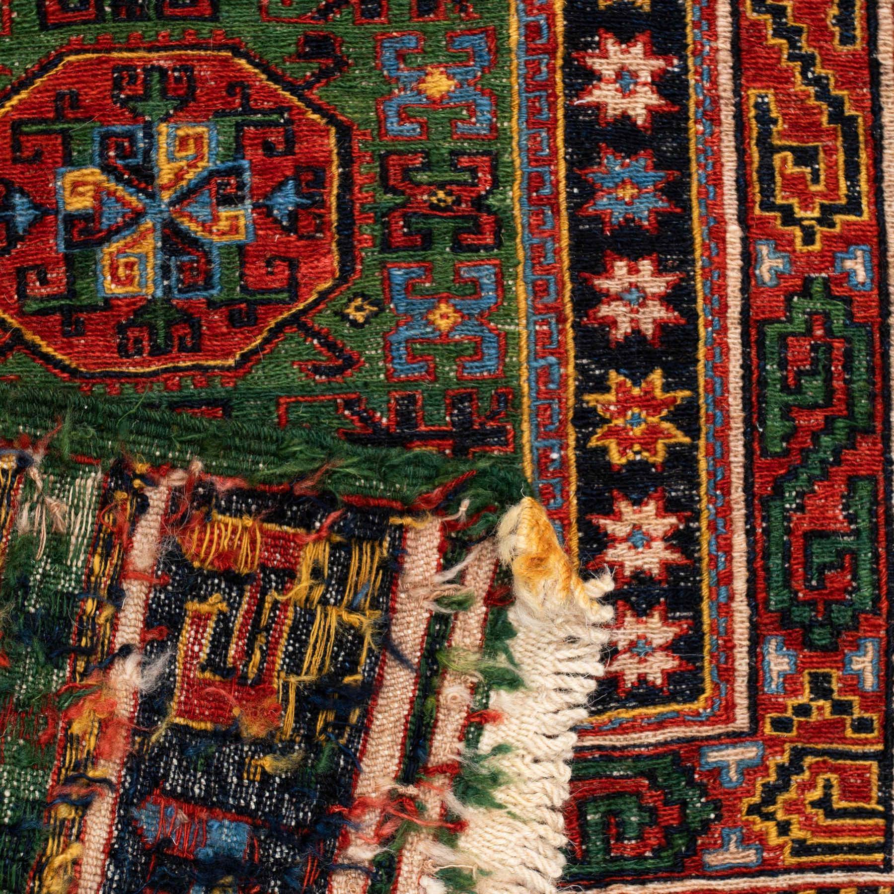 Gol Ouz Soumak Persian Carpet Wool 54x245 Green - Authentic Nomadic Rugs & Kilims in Dubai