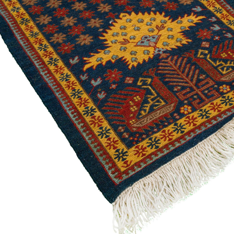 Golbaran Soumak Persian Carpet Wool 59x202 Dark Blue - Authentic Nomadic Rugs & Kilims in Dubai