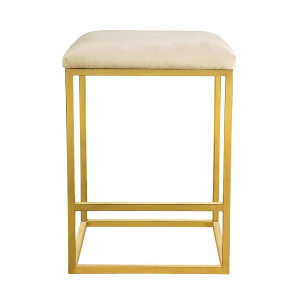 Gold Finish Bar Stool with Padded Cushion, Designer Counter Height Stools in Dubai