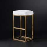 Gold Finish Bar Stool with Padded Cushion, Designer Counter Height Stools in Dubai