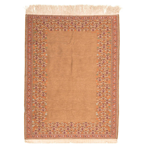 Haami Soumak Persian Carpet Super Fine Silk 83x108 Beige - Authentic Nomadic Rugs & Kilims in Dubai
