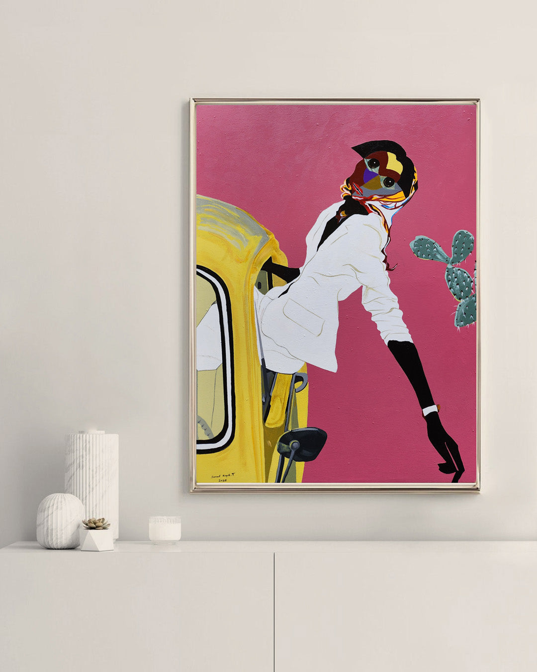 Happy Day Mixed Media Painting, African Art in Dubai