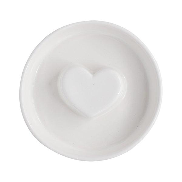 Heart Pet Slow Feeder Bowl in White - Choke Preventing Ceramic Bowls for Cats & Dogs in Dubai