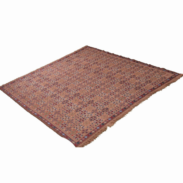Heriz Flower Soumak Persian Carpet Silk & Wool 220x250 Beige - Authentic Nomadic Rugs & Kilims in Dubai