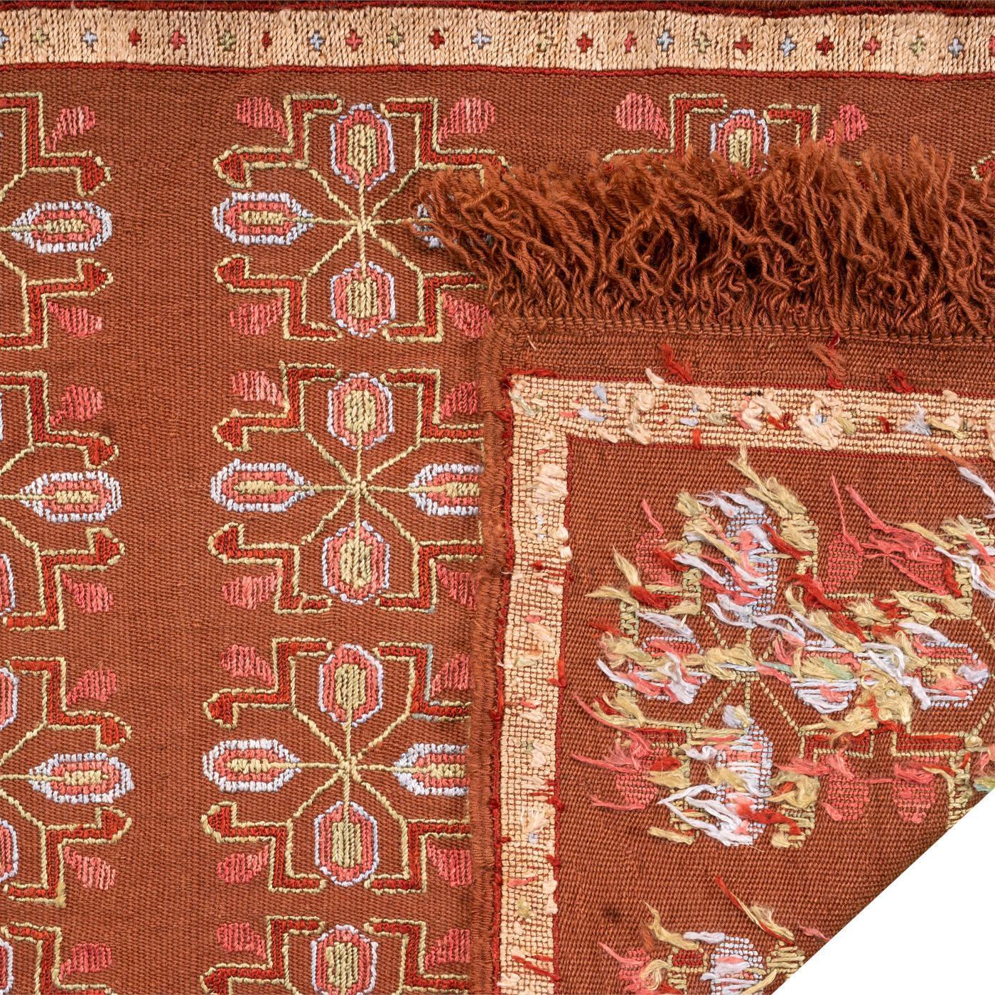 Heriz Flower Soumak Persian Carpet Silk & Wool 50x200 - Authentic Nomadic Rugs & Kilims in Dubai
