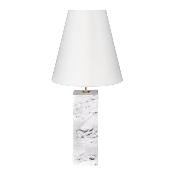 Marble Table Lamp Bianco Ibiza Natural Marble with Linen Shade in Dubai