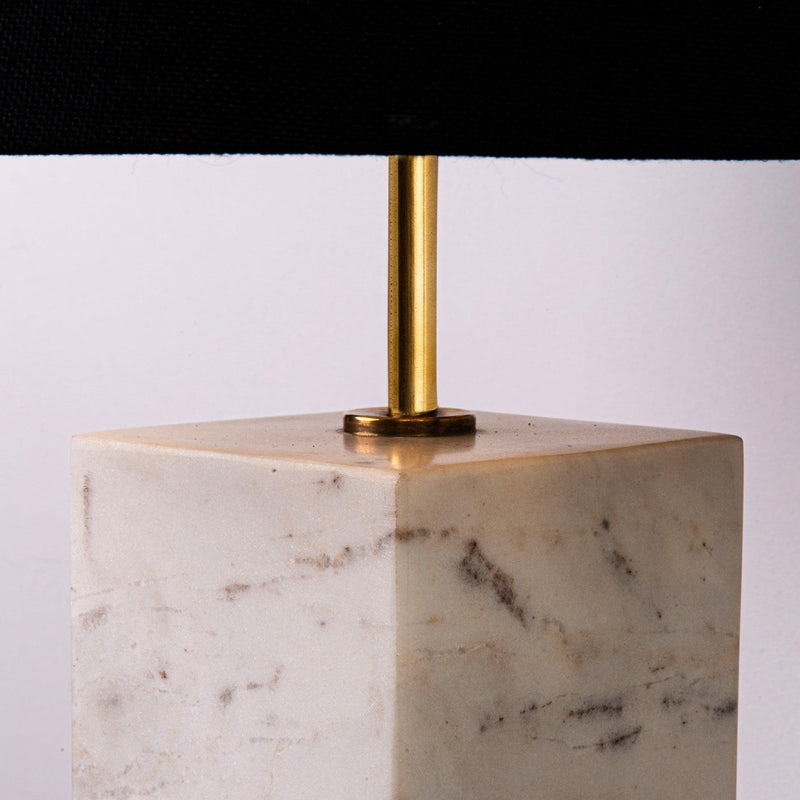 Marble Table Lamp Bianco Ibiza Natural Marble with Linen Shade in Dubai