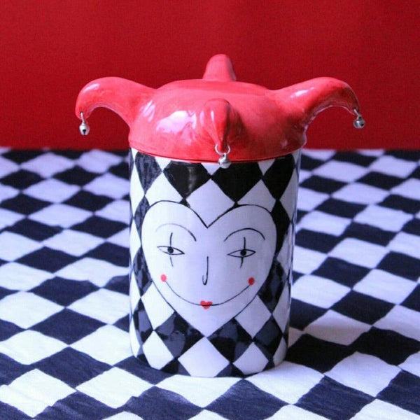 Clown Handmade Ceramic Jar - Circus Pottery, Handmade Tabletop Accessories Dubai