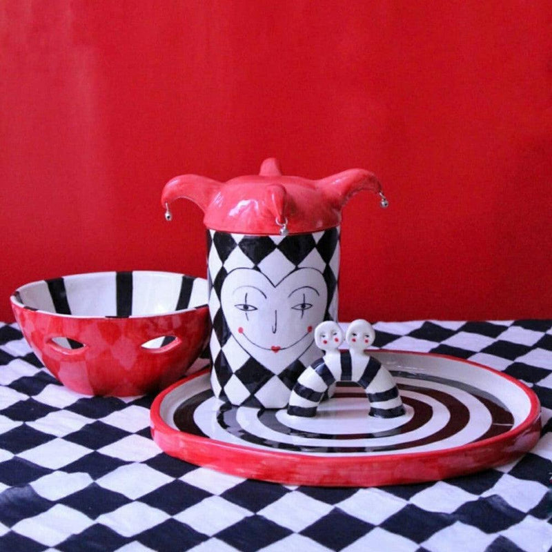 Clown Handmade Ceramic Jar - Circus Pottery, Handmade Tabletop Accessories Dubai